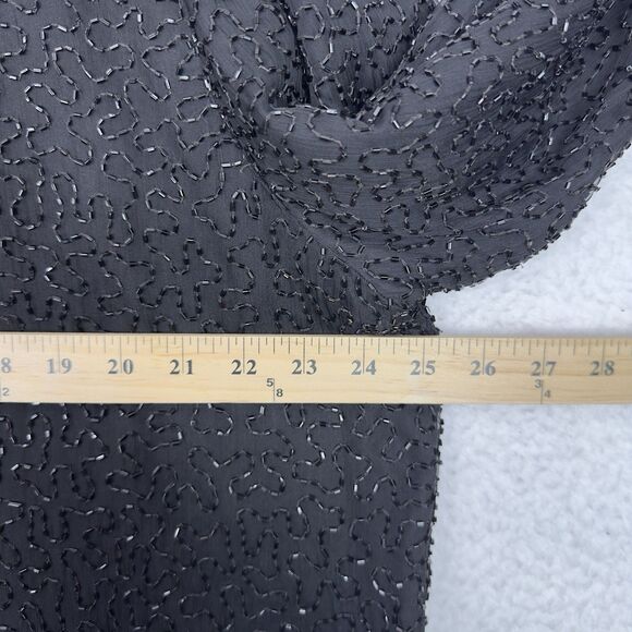 VTG Lawrence Kazer Jacket Blazer 100% Silk Black 3X Beaded Evening Cocktail Glam - Picture 13 of 14